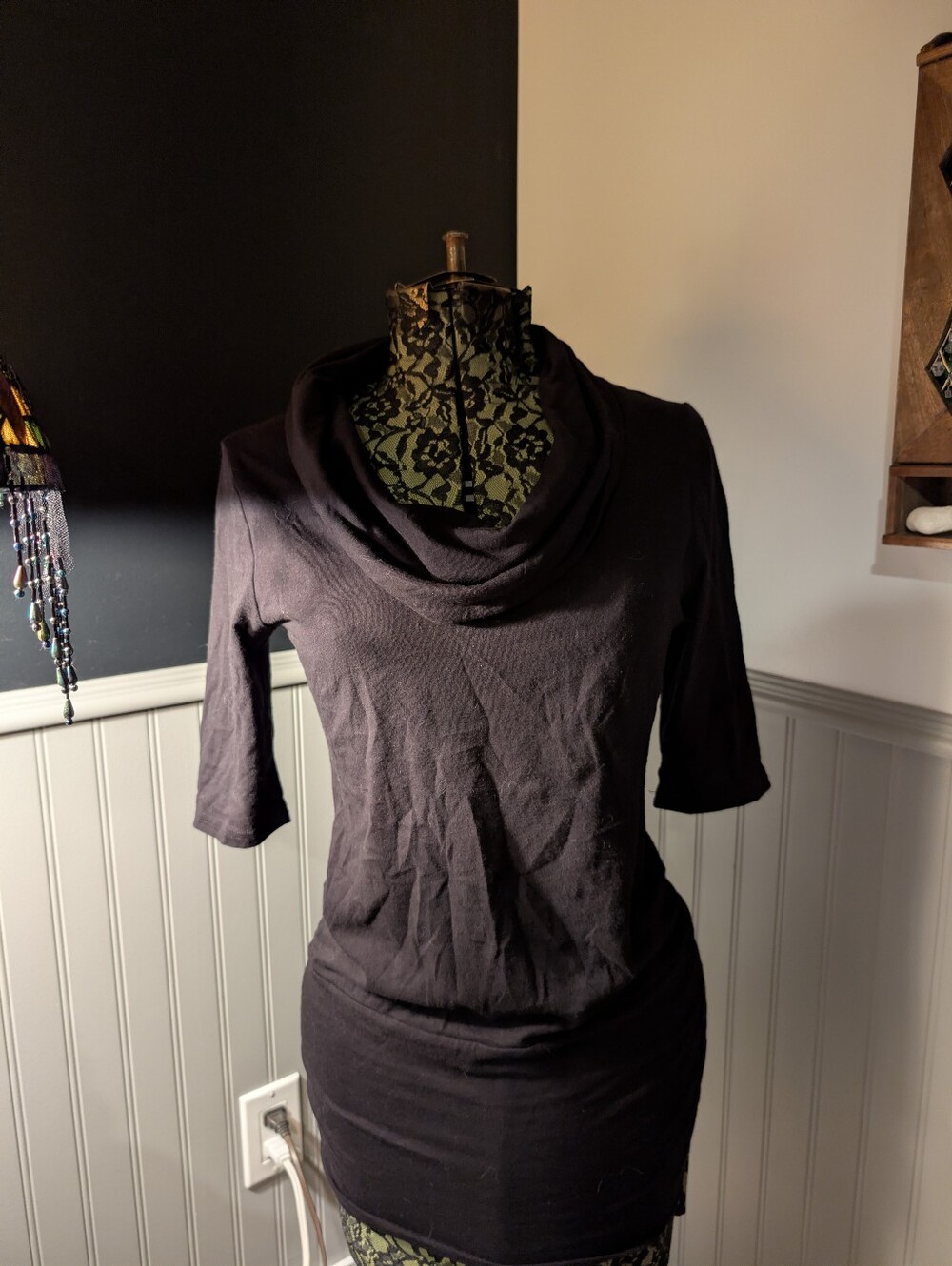 Women's Black Cowl Neck Tunic Sweater